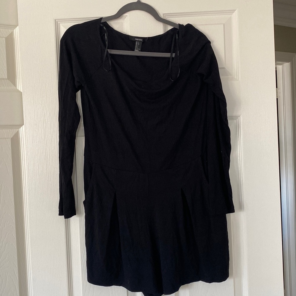 Black romper with long sleeves
